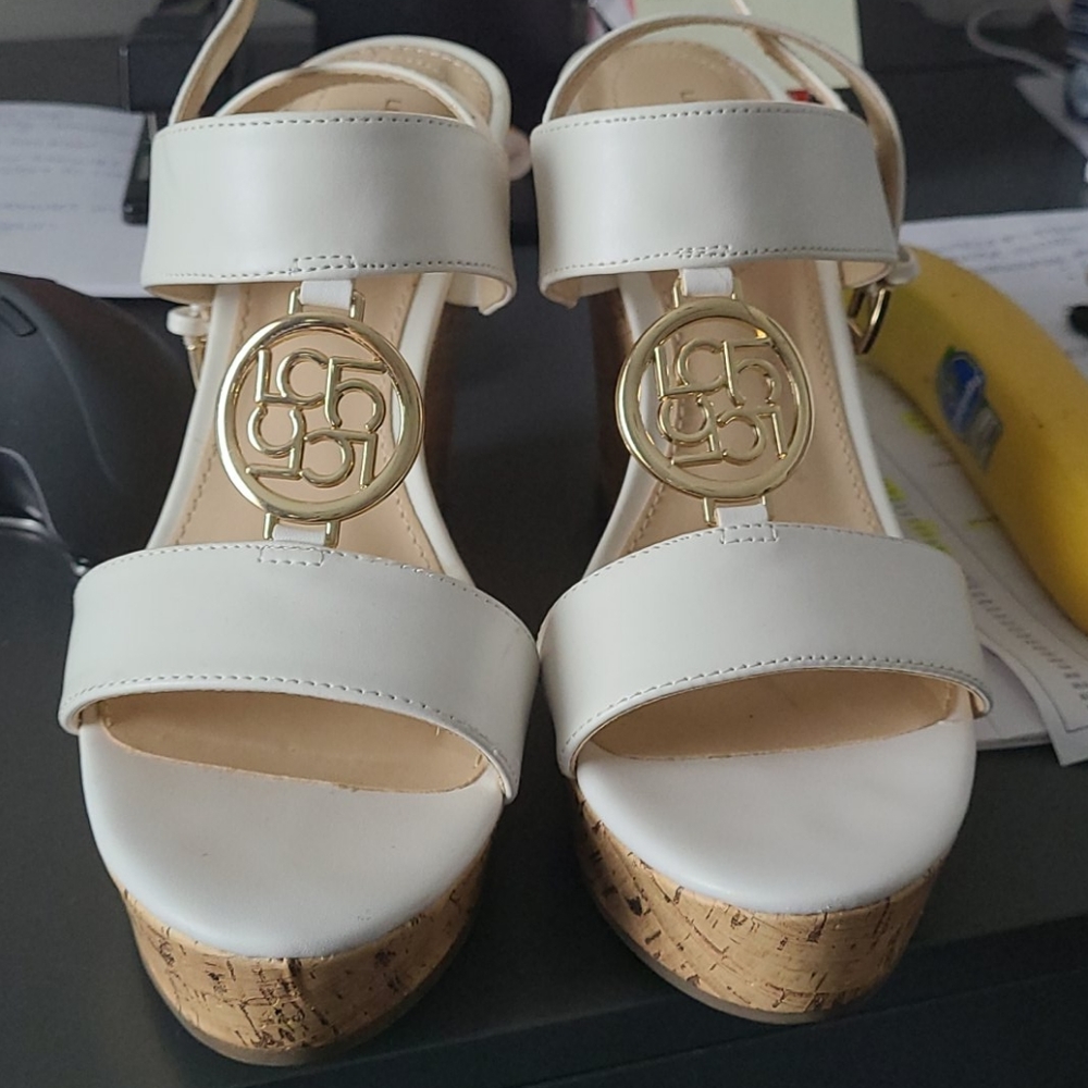 White platform wedges